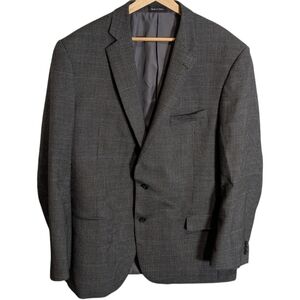 Jean-Paul Germain Men's Grey Checkered Wool Blazer With Blue Stripe Size 46‎ XL
